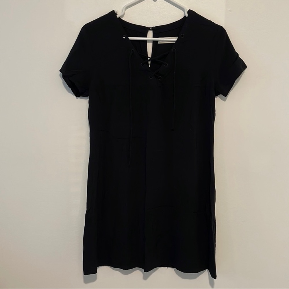 Abercrombie & Fitch black lace up tshirt dress small - Picture 2 of 5